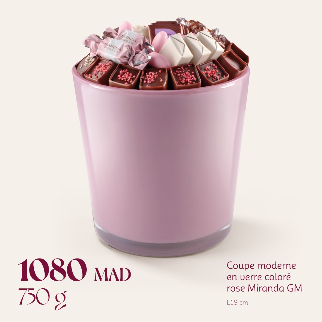 Coupe moderne en verre coloré rose Miranda